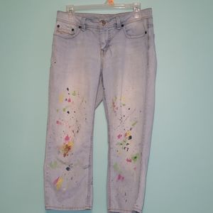 UNIQUE Paint-Splattered Faded Glory Capris